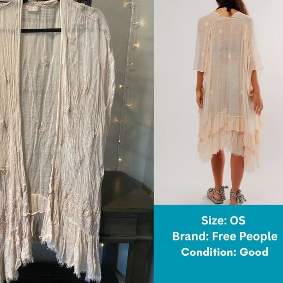 Free People Accessories - OS Free People Floral Romantic Gauzy Kimono - Good Condition!